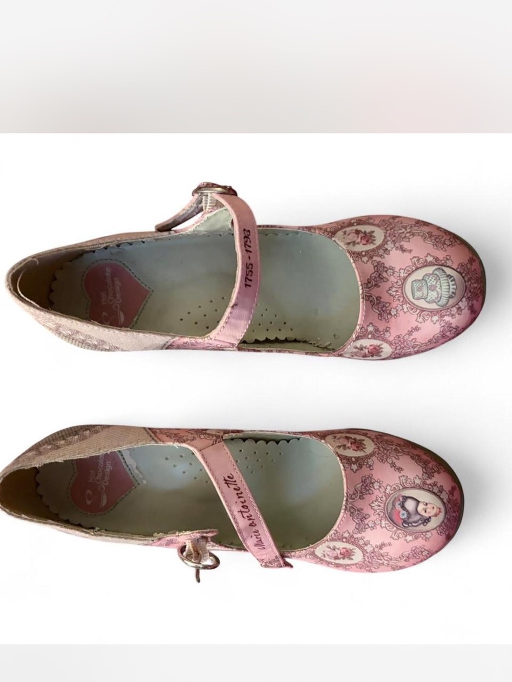 Women’s Pink Mary Jane Shoes with Vintage Print